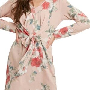 Bluivy Floral Print Tie Front Dress, Size L, NWT